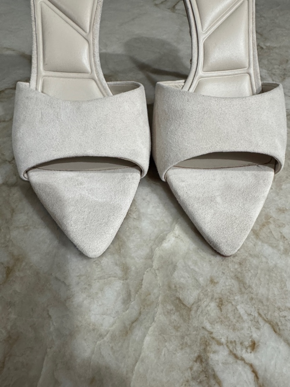Aldo Seashella Cream Suede Pointed-Toe Heeled Mules- Women's Size 7.5 NEW - Picture 3 of 11